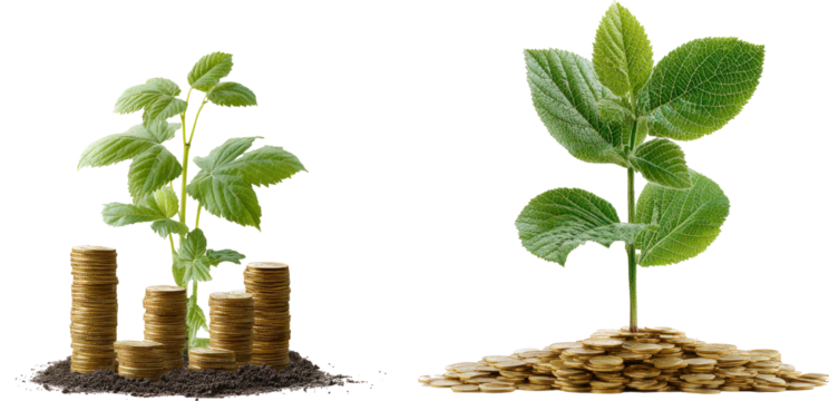 Green plant coin growth investment finance savings wealth economy
