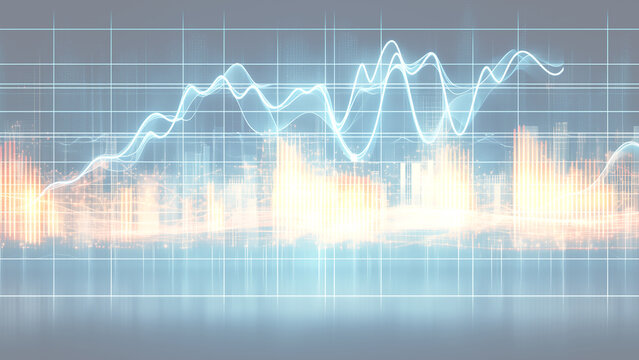 株価チャートと街の夜景が融合したビジネス・金融の背景