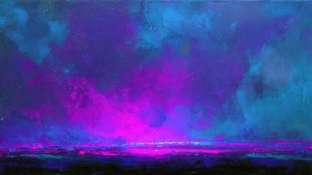 Abstract Purple and Blue Landscape Painting for Design Assets