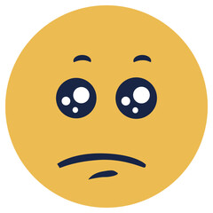 Cartoon emoji featuring a confused expression with wide, curious eyes and a tilted mouth.