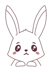Charming cartoon bunny with big eyes and blush cheeks, perfect for children's projects and design.