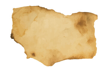 Old vintage burnt paper scrap texture with ripped torn edges isolated on transparent background