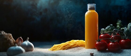 Savory noodles, tomatoes, and garlic mix