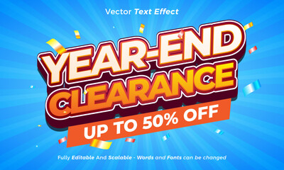 3D year end sale poster editable text effect template