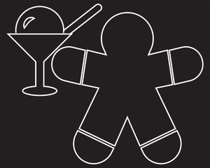 Set of dessert and sweets vector icons. simple dessert icons including pudding, ice cream in glass, and gingerbread man, designed for menus, apps, or branding.EPS10/AI.