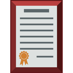 Certificate Award Document With Red Border And Orange Seal On White Paper With Text Lines And Square Header