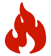 Minimalistic red flame symbol in bold style for versatile use in design and decoration projects.