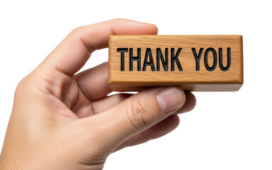 A Hand Holding a Wooden Block with Thank You Isolated PNG