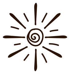 Intricate aztec symbol featuring a spiral and radiating lines, perfect for cultural artwork and design.