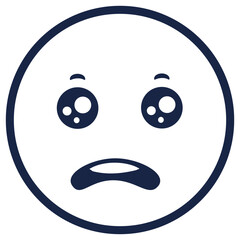 A round blue emoji featuring a disappointed expression with wide eyes and an open mouth.