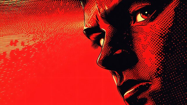 Vibrant Red Comic Book Halftone Background