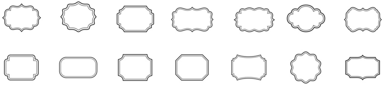 Vintage frame outline collection set with decorative borders and retro label shapes for design projects. Vintage frame outline set. Decorative border shape pack. vintage, frame, border, vector, icon