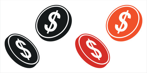 Vector Solid Black Coins Glyph Icon. Minimalist illustration representing Finance, Currency, Savings, Wealth, Transaction, and Banking concepts. Ideal for financial apps, economics, and business brand