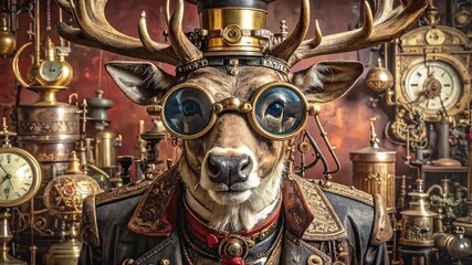 Steampunk Deer Portrait An Intricate Clockwork Fantasy - Powered by Adobe