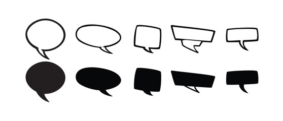 Big set of vector speech bubbles. Retro empty comic bubbles and thought clouds collection. Dialogue balloon and pop art chat message stickers for communication. Blank talk boxes, vector illustration.