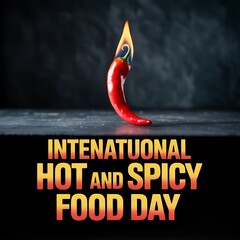 Fiery red chili pepper ignited for international hot and spicy food day