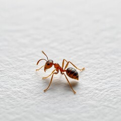 AI Generated Close-Up of a Single Ant on White Background