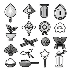 雪だるまと手袋のアイコンセット｜Snowman and Gloves Icon Set