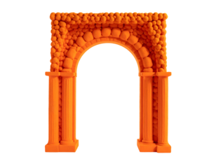 Ornate orange stone archway with decorative textured surface