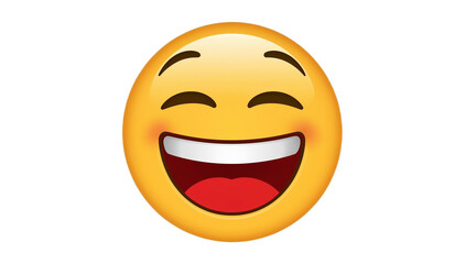 Fototapeta premium Happy Face Emoji with Open Mouth and Closed Eyes, a Joyful Expression of Laughter and Delight