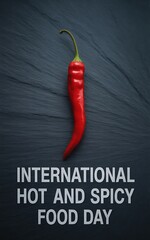 Red chili pepper on dark background celebrating international hot and spicy food day
