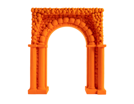 Ornate orange stone archway with decorative textured surface