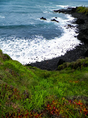 Beautiful view of stormy sky over Sao Miguel island coast.