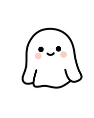 Cute Cartoon Simple Outline Ghost Illustration for Halloween Holiday Season