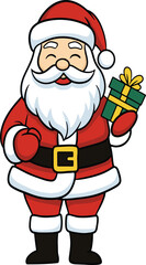 Joyful Santa Claus Holding a Present, Spreading Christmas Cheer