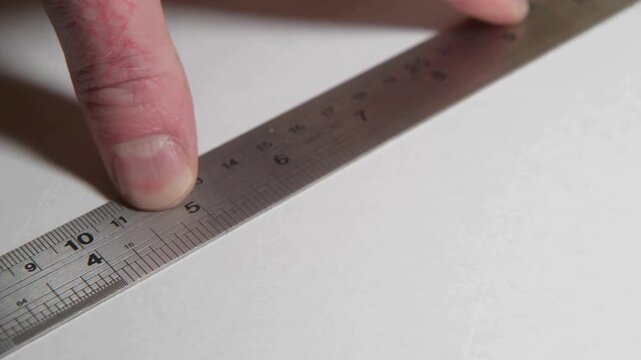 trimming paper with a razor knife on the cutting mat close up arts and crafts.