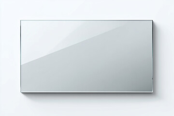 A rectangular mirror with a reflective surface isolated on white background