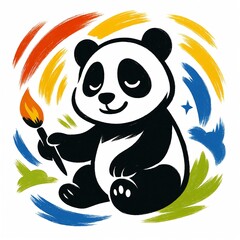 Creative panda brushstroke illustration