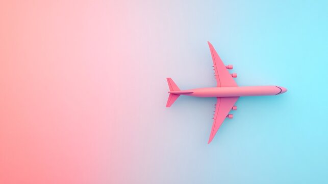 Vibrant Red Paper Airplane on Pastel Pink and Blue Background - Powered by Adobe