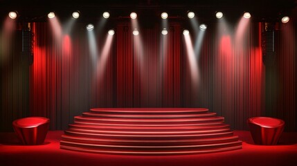 Vibrant Stage with Assorted Podiums Display