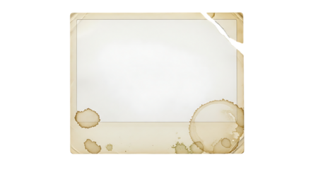 Vintage instant photo frame with stains and torn edges