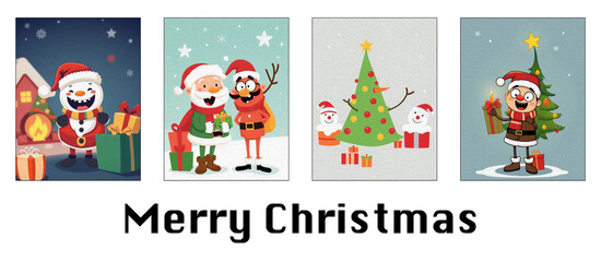 Fototapeta premium Merry Christmas card design. Oil painting