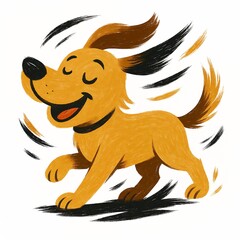 Energetic dog in motion brush style