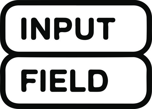 Input field interface line icon illustration, Black line icon depicting text input fields, representing web form, user interface, or login design in a simple minimal style.

