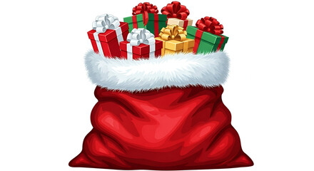 Large Red Santa Sack Full of Colorful Gift Boxes Ready for Delivery