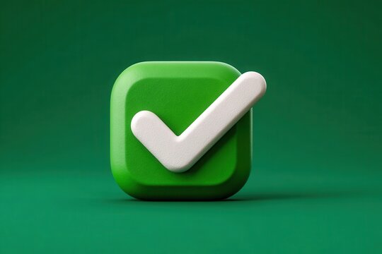 Green square check mark button on green background with beige and white striped border - Powered by Adobe
