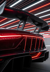 Aggressive design car with large rear spoiler