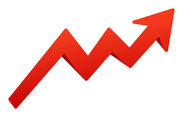 3d red arrow symbolizing financial growth, upward trends, and business success. perfect for economic designs.