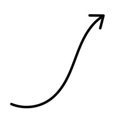 Curved upward arrow icon for progress and growth design element