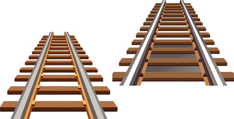 railway track illustration, train rail vector, transportation path design, metal railway artwork, travel transport route art, wooden railway line drawing, railroad road concept, realistic transportati