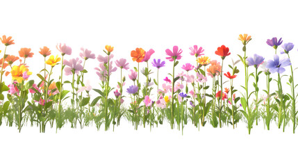 Fototapeta premium Colorful flower garden illustration with transparent background for graphic design and decoration use