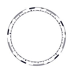 Minimalist circular frame with futuristic details, perfect for high-tech digital interface designs.