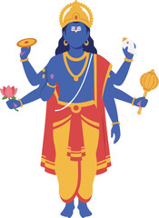 Lord Vishnu illustration, Hindu God vector illustration isolated transparent background