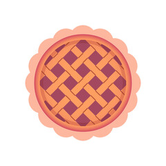 Sweet Cherry Pie Slice Icon. Homemade Fruit Dessert for Thanksgiving. Vector Illustration.
