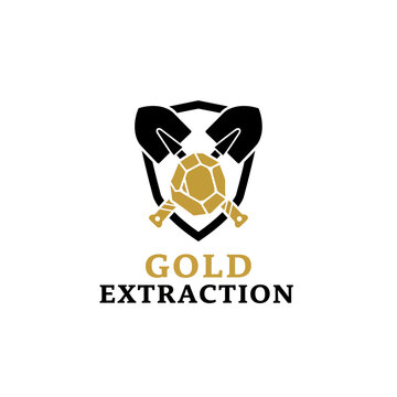 Gold Mining Extraction Mineral Geology Shield Logo