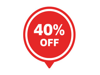 40 Percent Discount Red Sale Label